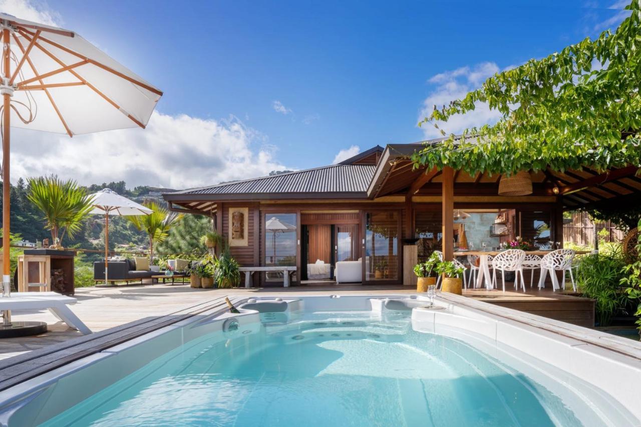 Villa Manuiti, Balinese Luxury Home - Private Swim Spa, Ocean View - Ofyr Bbq - Koi Pond Punaauia  Exterior foto
